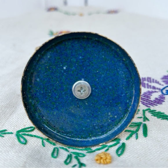 Vintage Chinese Brass Glass Swivel Double Sided Table Top Screen Hand Done Koi - Picture 4 of 5